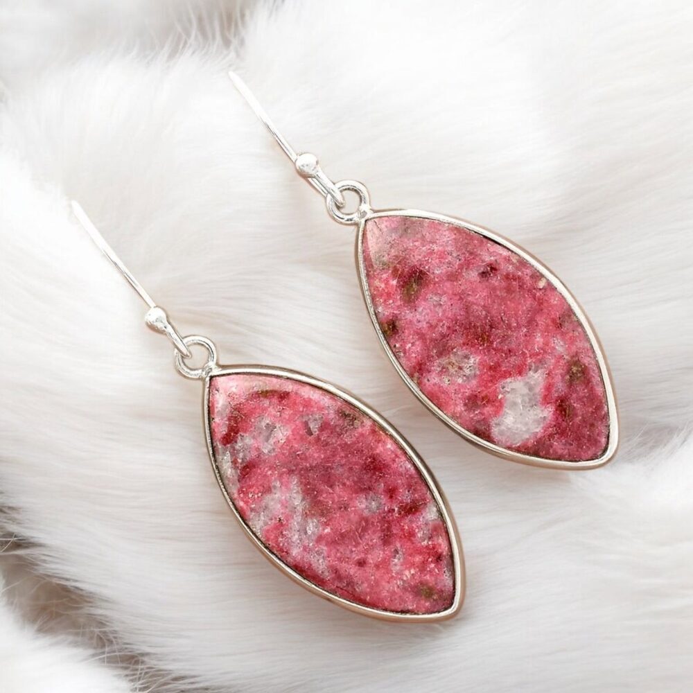 Pink Thulite Solid 925 Sterling Silver Earrings